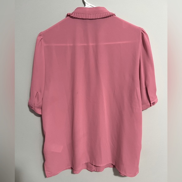 J.Crew Drapey Button-Up Top Flamingo Pink shirt sleeve women’s small. NWOT - Picture 4 of 10